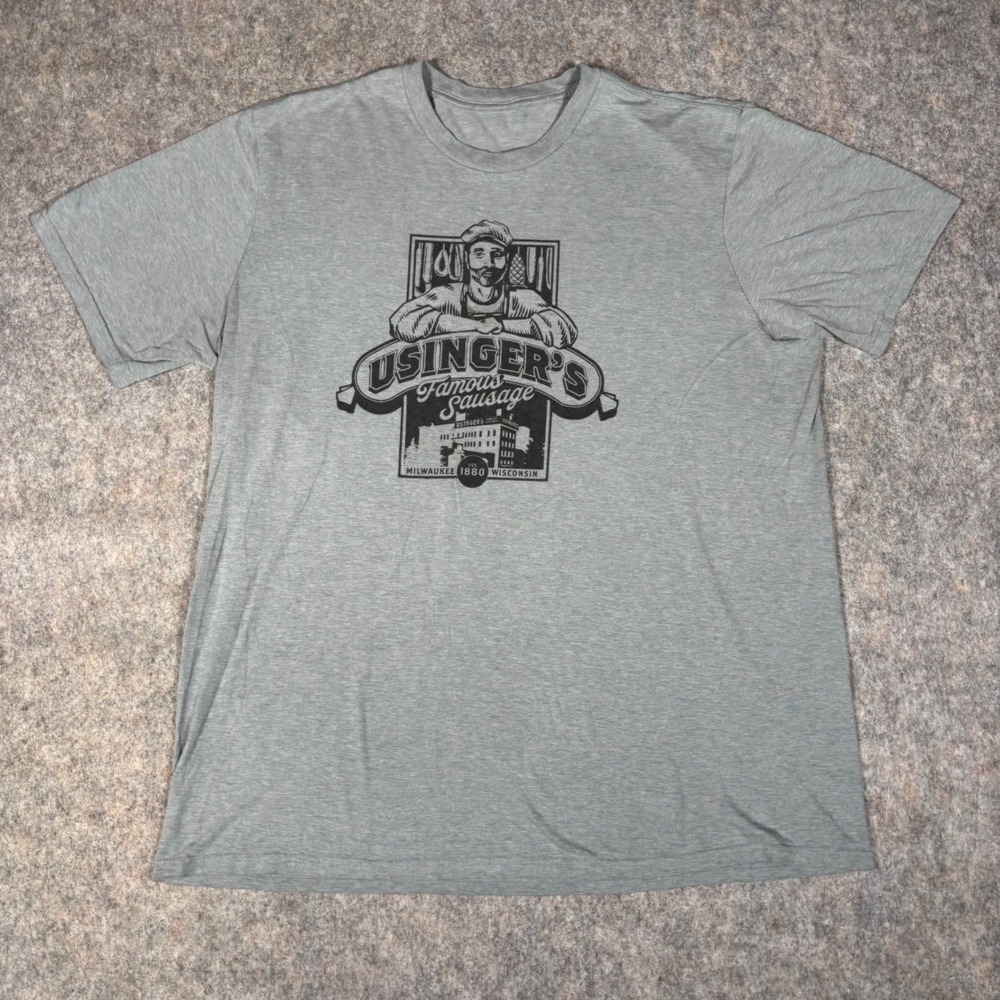 Usinger's Famous Sausage T-Shirt Mens XL Gray Milwaukee Wisconsin Graphic Tee